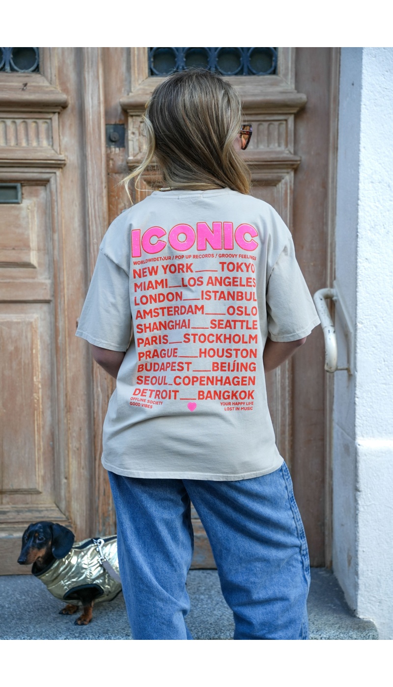 Tee Shirt Imprimé Beige ICONIC