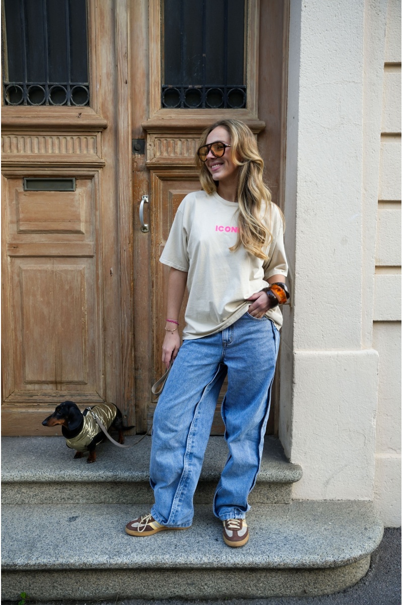 Tee Shirt Imprimé Beige ICONIC 2