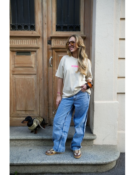 Tee Shirt Imprimé Beige ICONIC