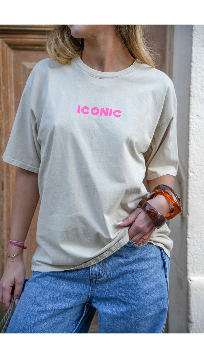 easy mode ICONIC BEIGE T-SHIRT MC FEMME