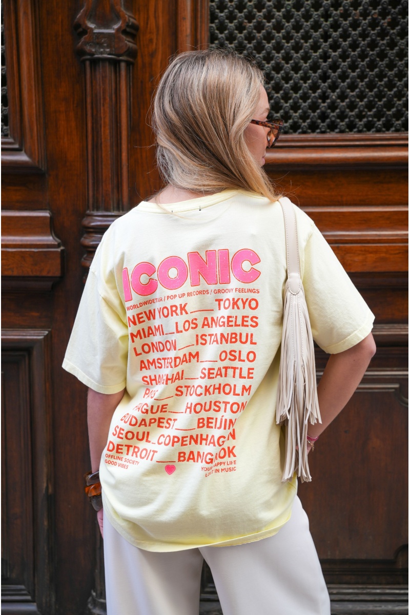 Tee Shirt Imprimé Jaune ICONIC