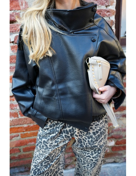 Veste Simili Noire JOANNE