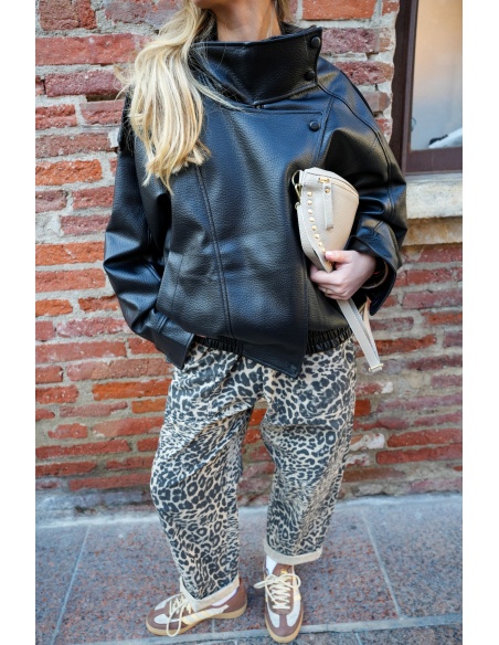 Veste Simili Noire JOANNE