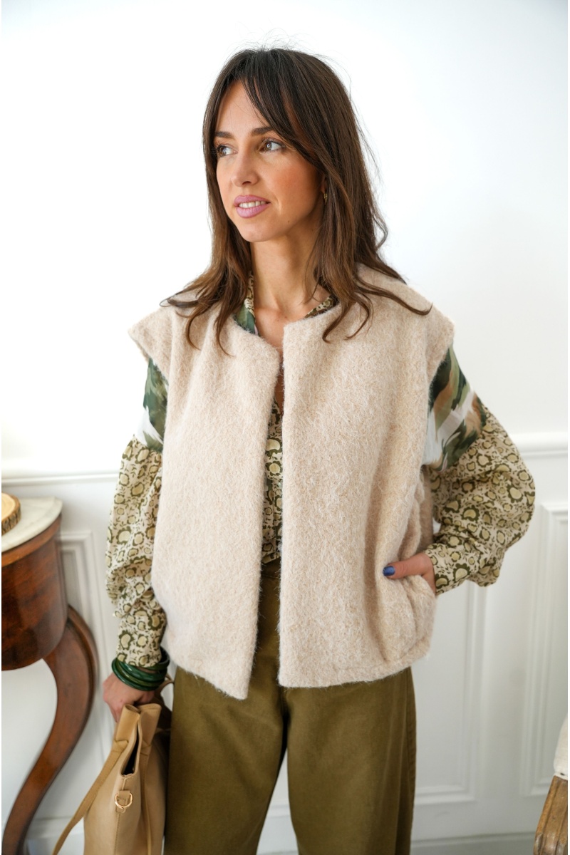 senes SANSMA ECRU GILET FEMME 2