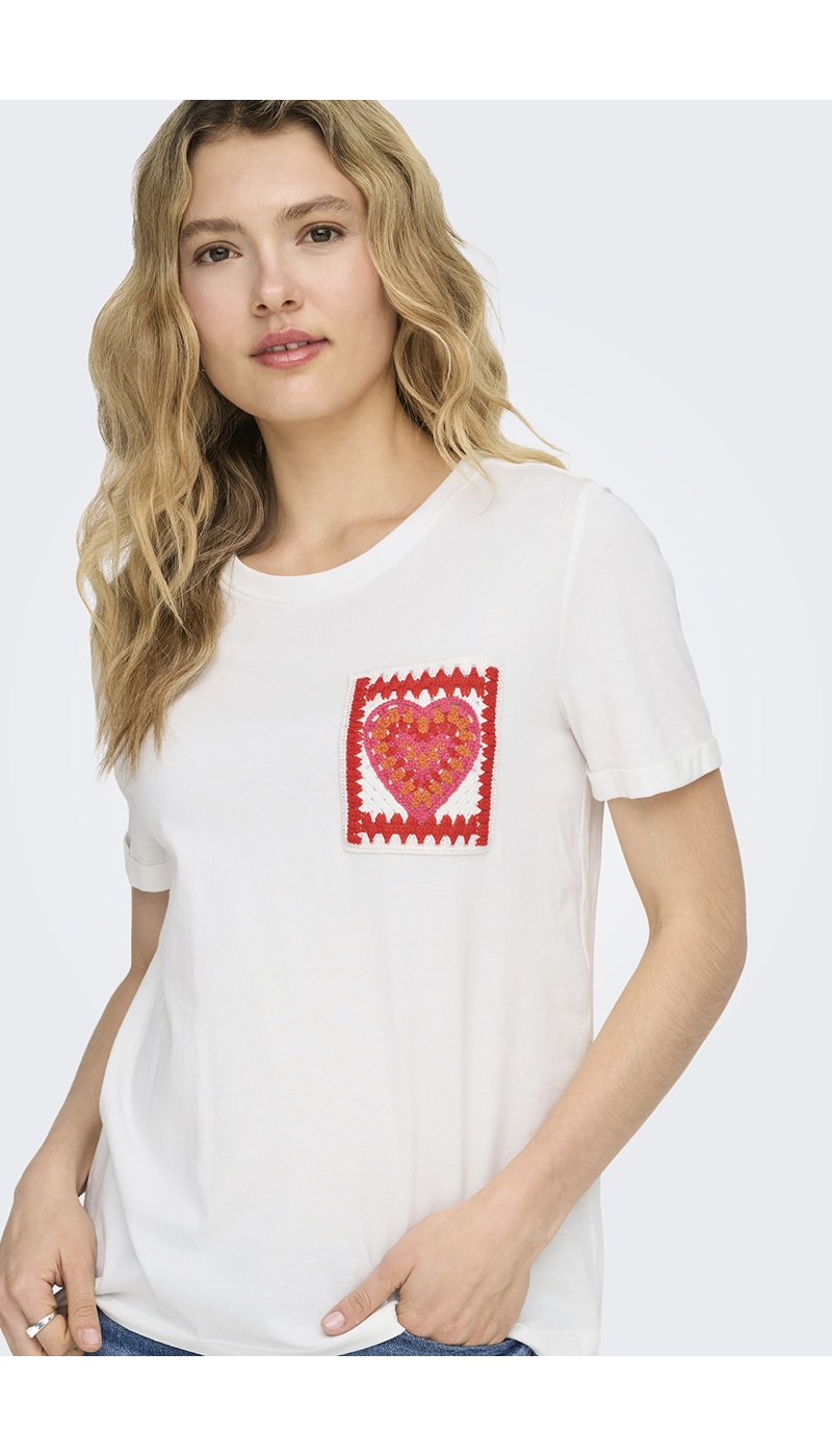 T-shirt Coeur Cloud Dancer ONLUMA