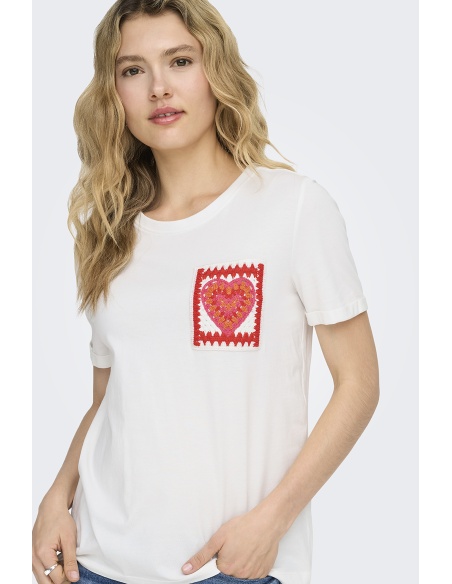 T-shirt Coeur Cloud Dancer ONLUMA