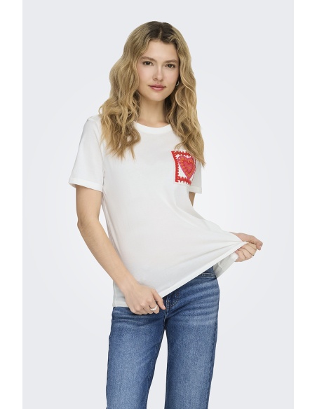 T-shirt Coeur Cloud Dancer ONLUMA