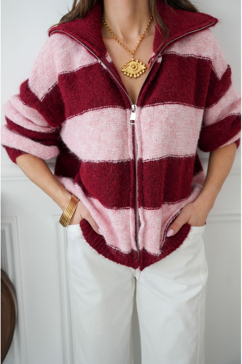 Gilet Rayé Rose LOLA