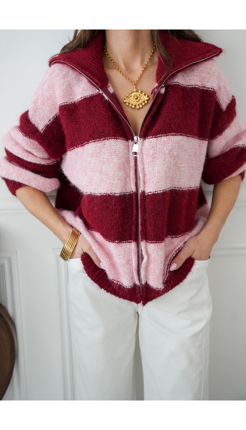 sas lovika ROSE ROUGE GILET FEMME