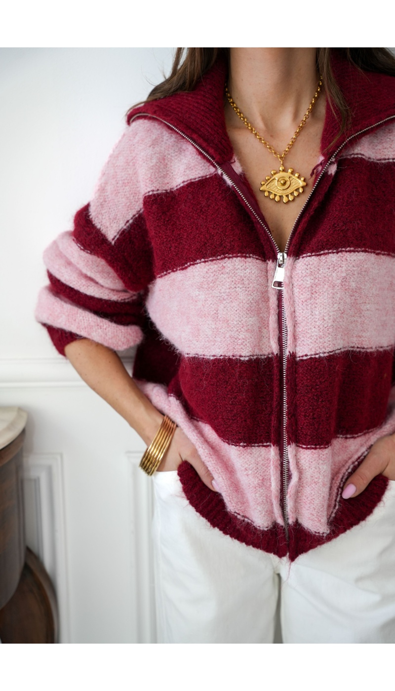 Gilet Rayé Rose LOLA