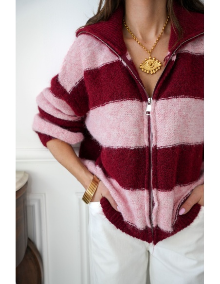 Gilet Rayé Rose LOLA