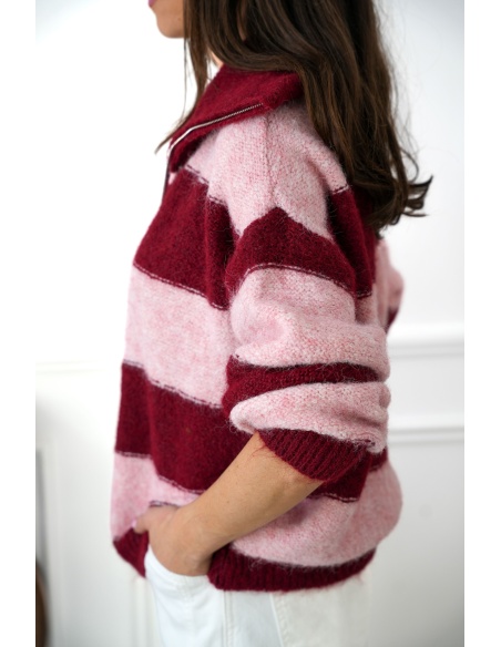 Gilet Rayé Rose LOLA