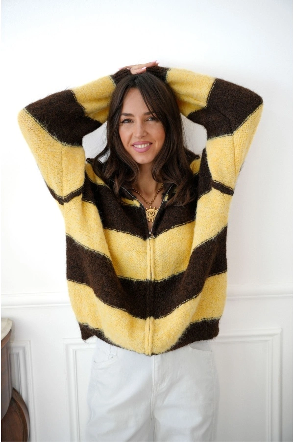 Gilet Rayé Chocolat LOLA Noho - 1 | HAUTS