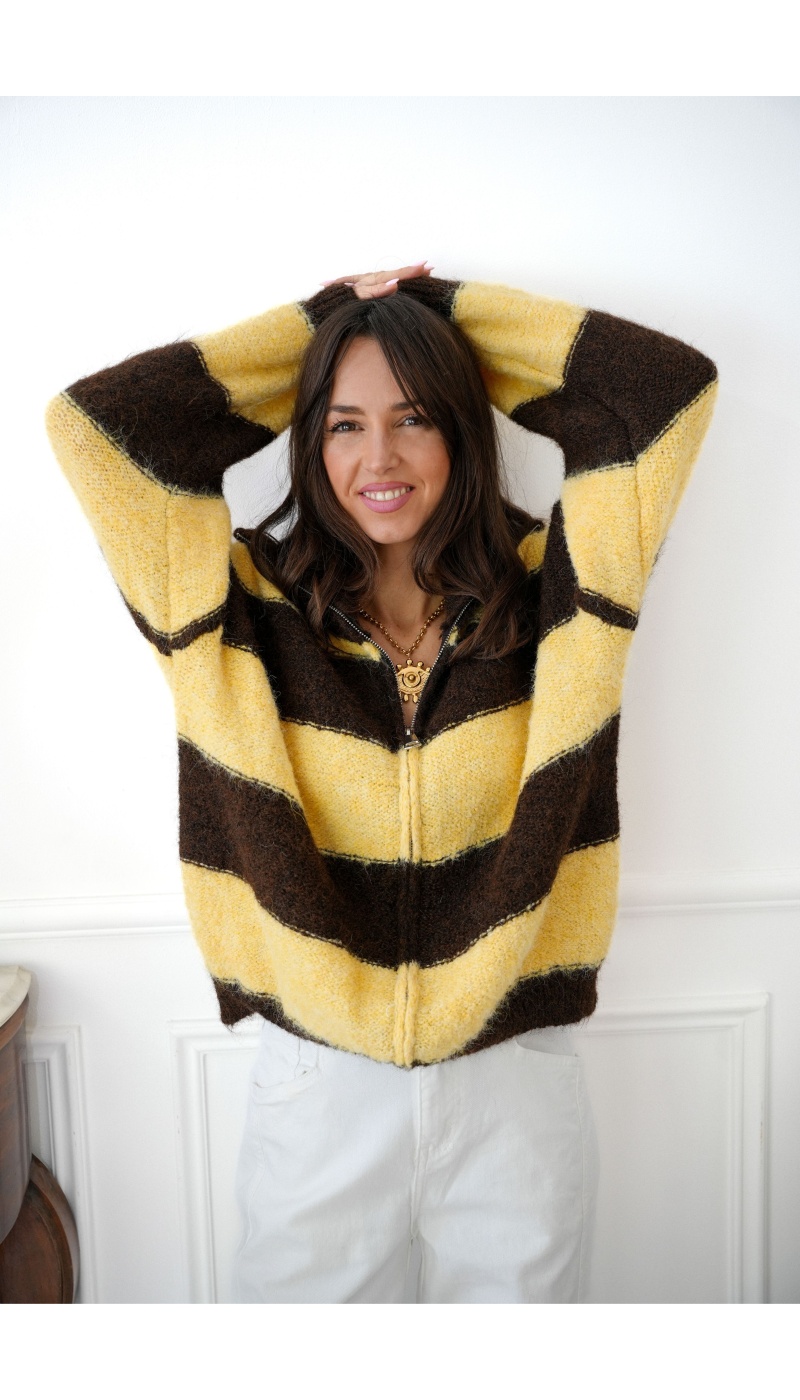 Gilet Rayé Chocolat LOLA