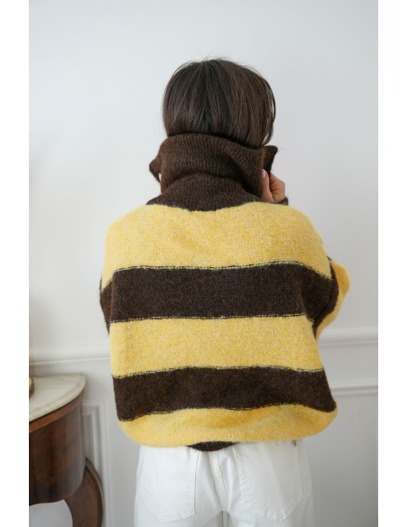 sas lovika JAUNE MARRON GILET FEMME