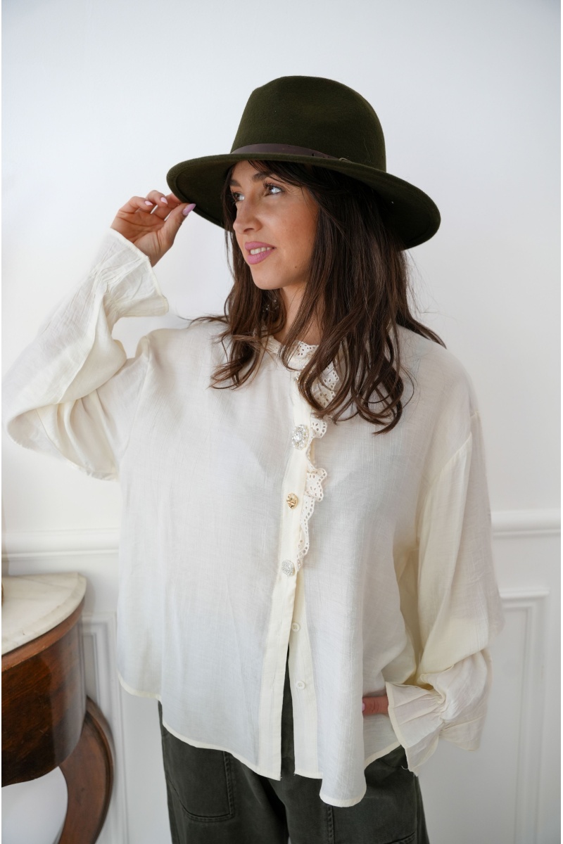 Chemisier Bijoux Ecru VALENTINE