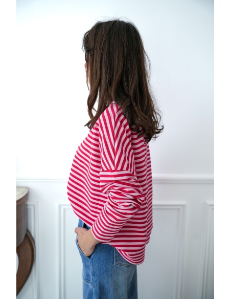 Teeshirt Marinière Rouge BIARRITZ