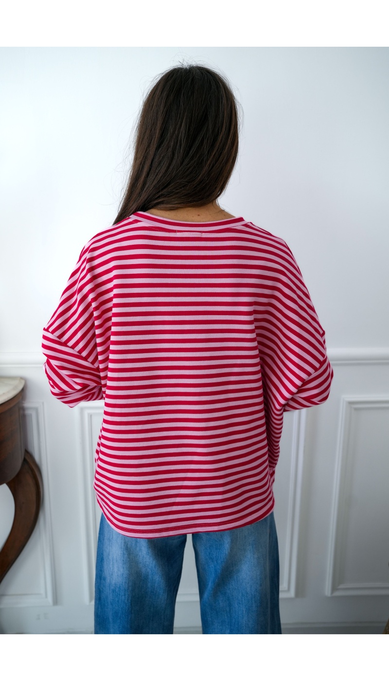 Teeshirt Marinière Rouge BIARRITZ