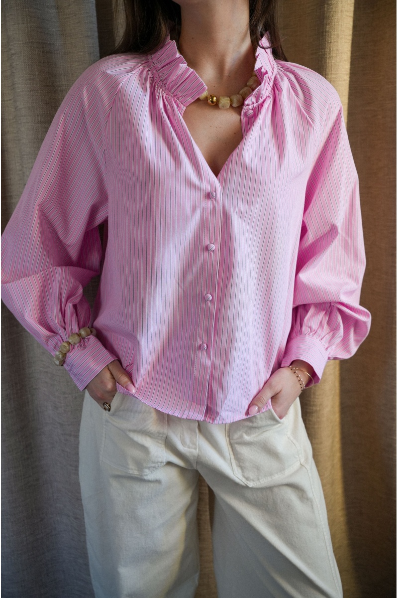 Chemisier Rayé Rose JANA 2