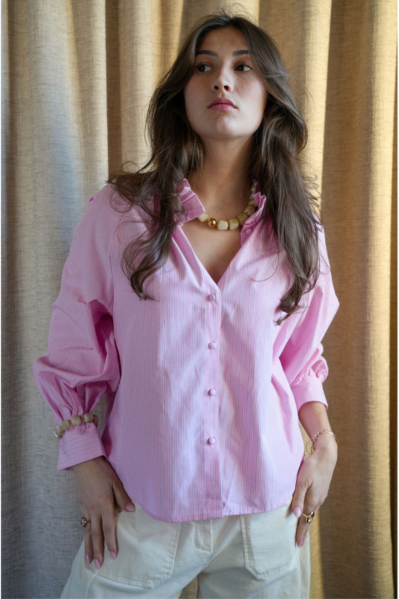 LILY DRESSING SO KITSCH RAYURE ROSE CHEMISIER