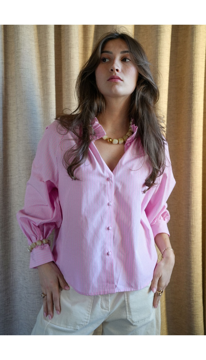 LILY DRESSING SO KITSCH RAYURE ROSE CHEMISIER