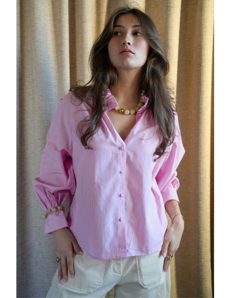 LILY DRESSING SO KITSCH RAYURE ROSE CHEMISIER