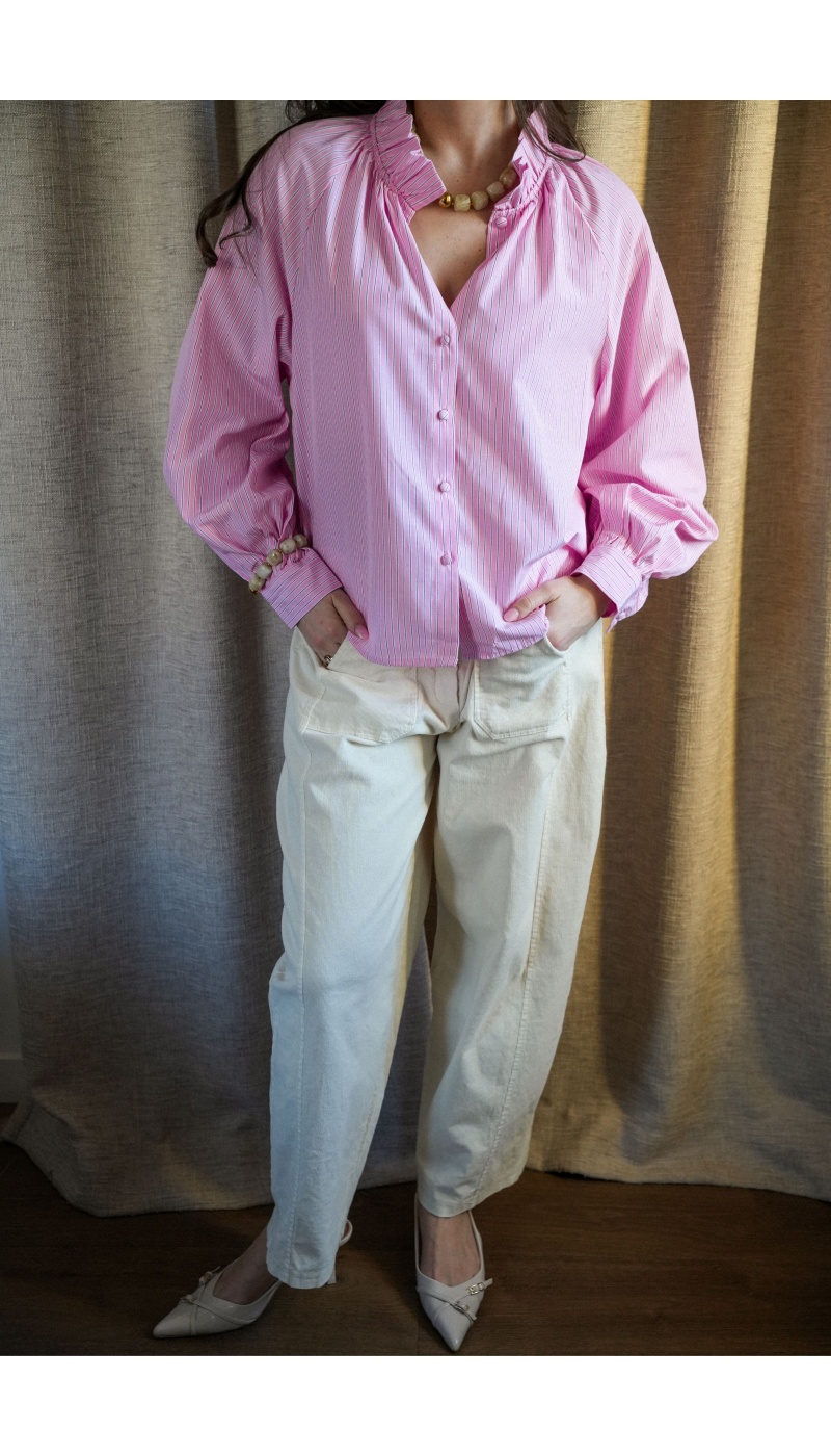 Chemisier Rayé Rose JANA