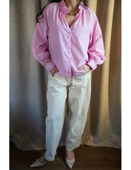 Chemisier Rayé Rose JANA