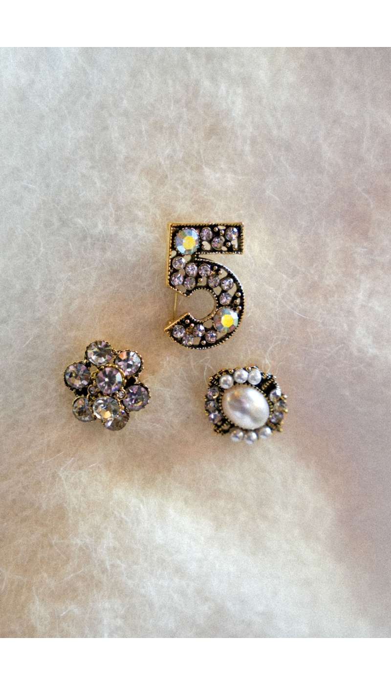 Broche Strass Argent FIVE