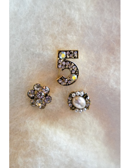 Broche Strass Argent FIVE