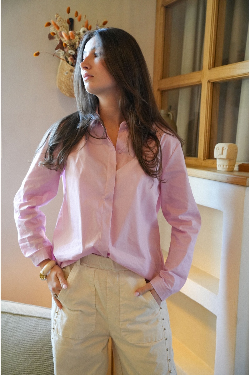 Chemisier Uni Rose MATHILDE 2