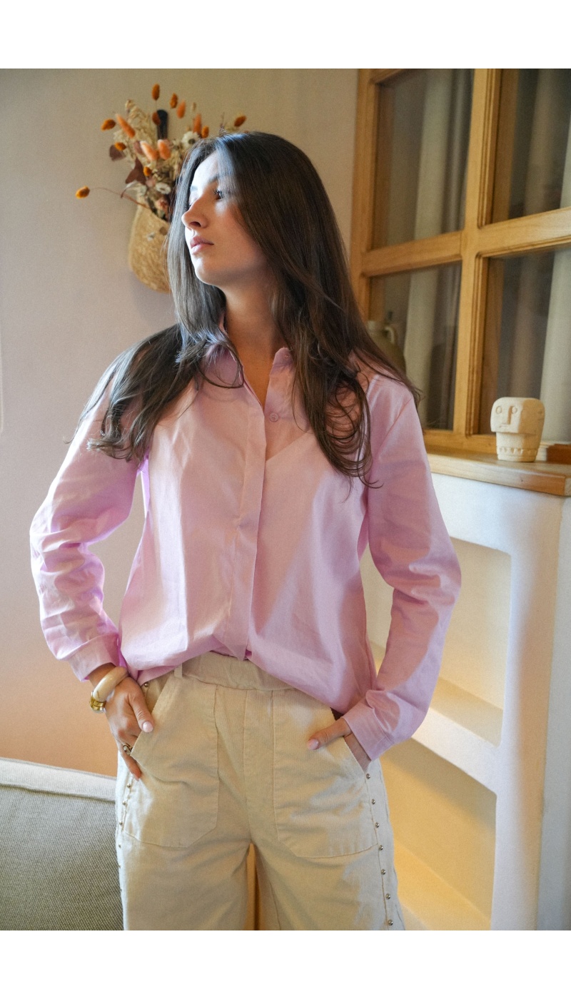 Chemisier Uni Rose MATHILDE