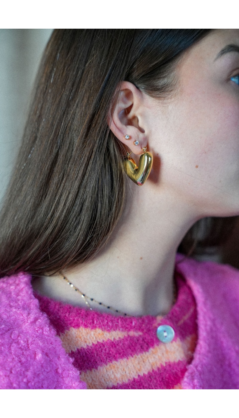 only one barcelona COEUR DORE BOUCLES D'OREILLES