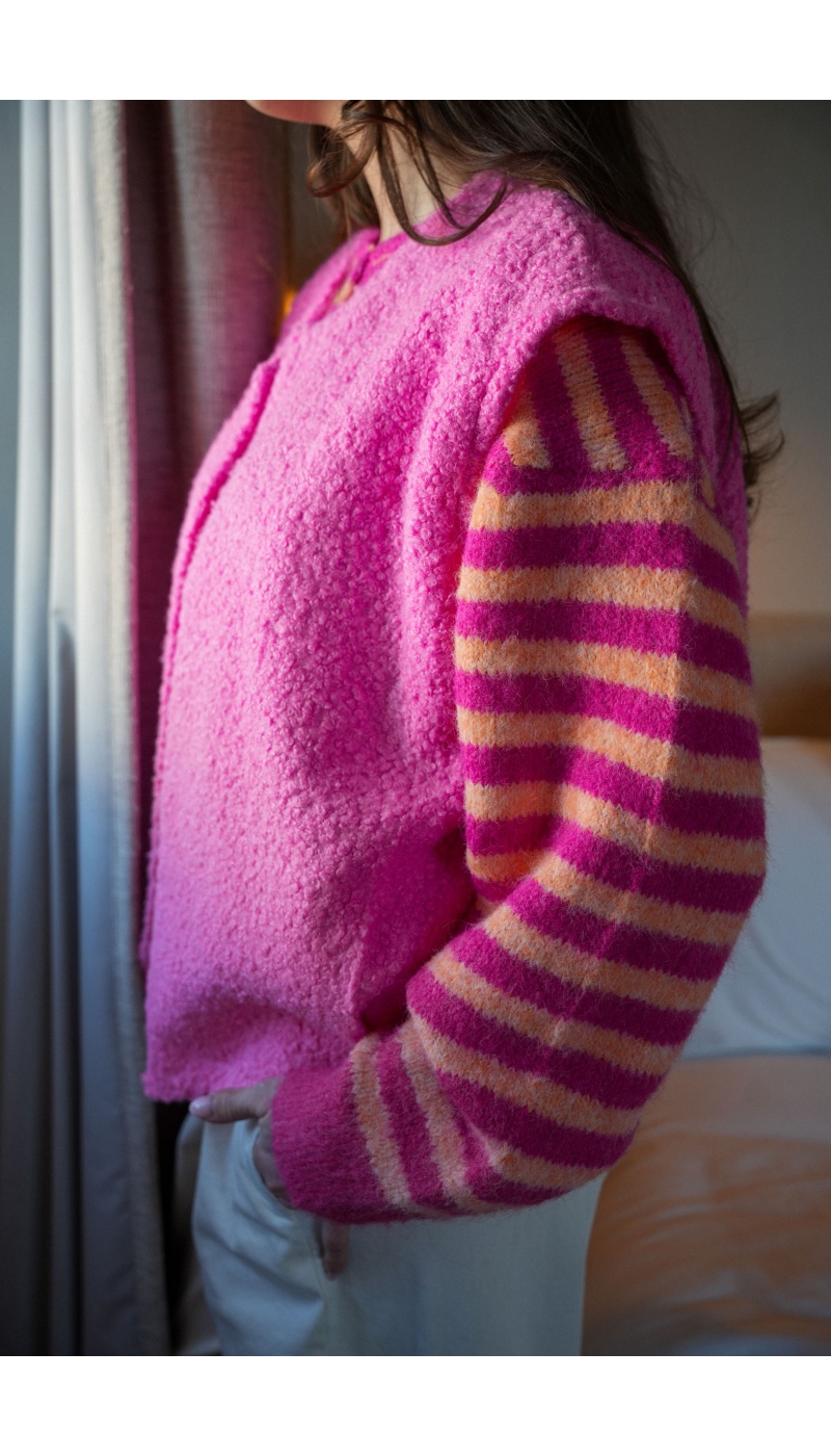 Gilet Bouclette Rose EVE