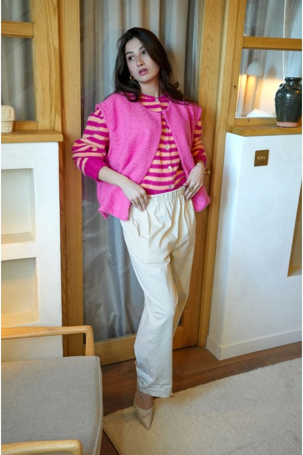 Gilet Bouclette Rose EVE Noho - 7 | Accueil