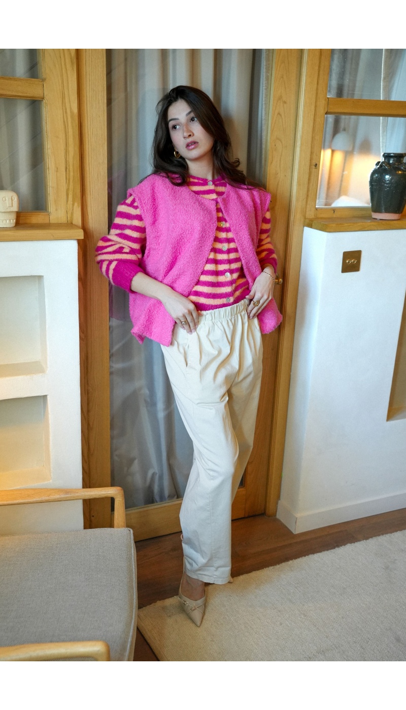 Gilet Bouclette Rose EVE