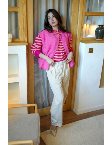 Gilet Bouclette Rose EVE