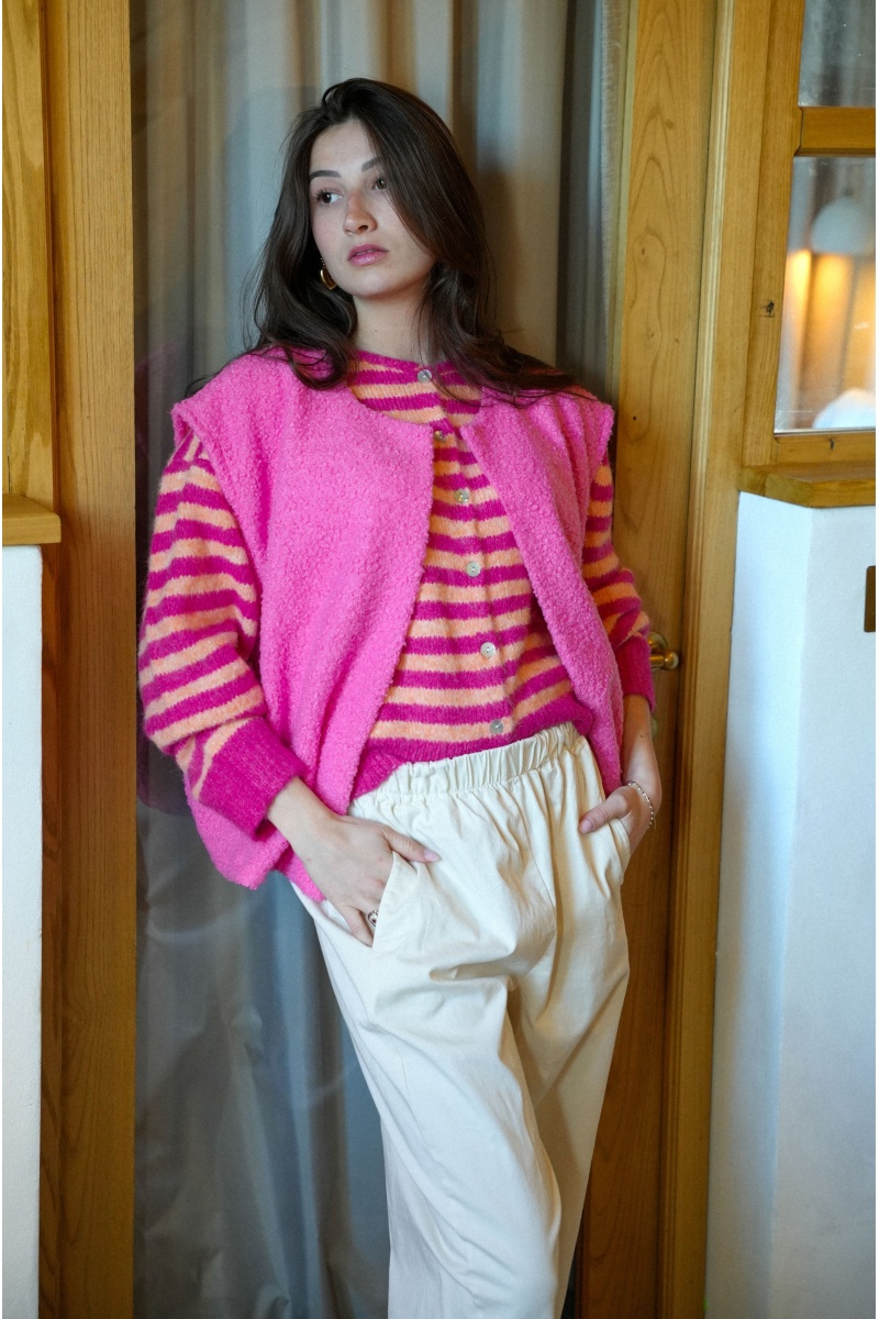 Gilet Bouclette Rose EVE 2
