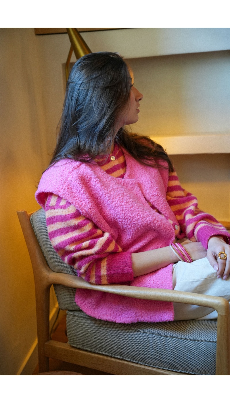 Gilet Bouclette Rose EVE