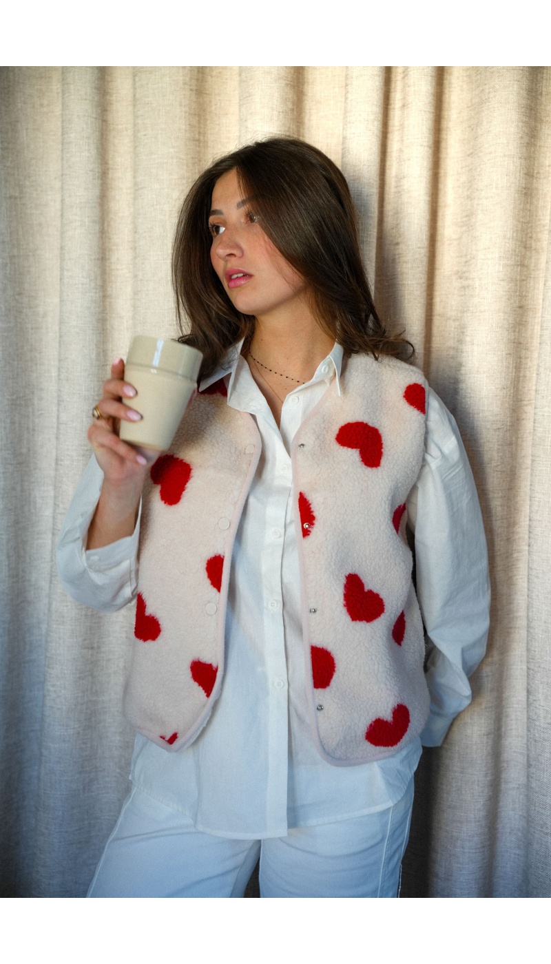 Gilet Coeur Ecru LOLITA