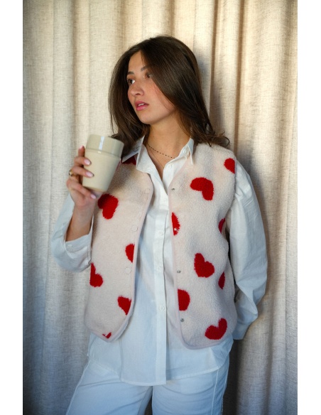 Gilet Coeur Ecru LOLITA