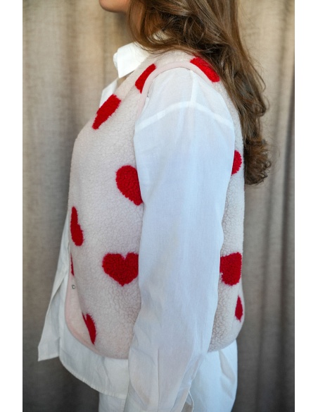 PM MERE & FILLE COEUR ECRU GILET FEMME