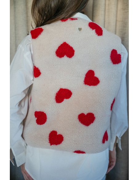 PM MERE & FILLE COEUR ECRU GILET FEMME