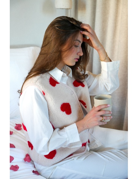 Gilet Coeur Ecru LOLITA