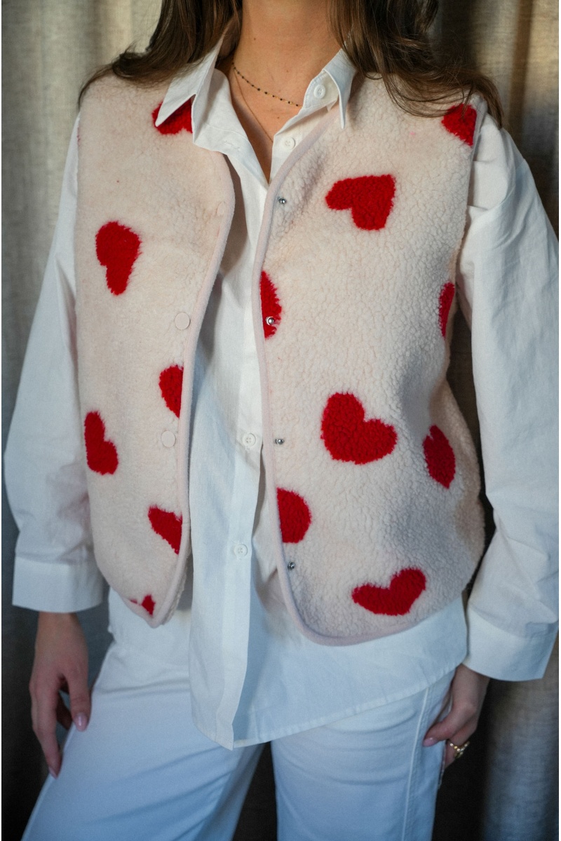 PM MERE & FILLE COEUR ECRU GILET FEMME