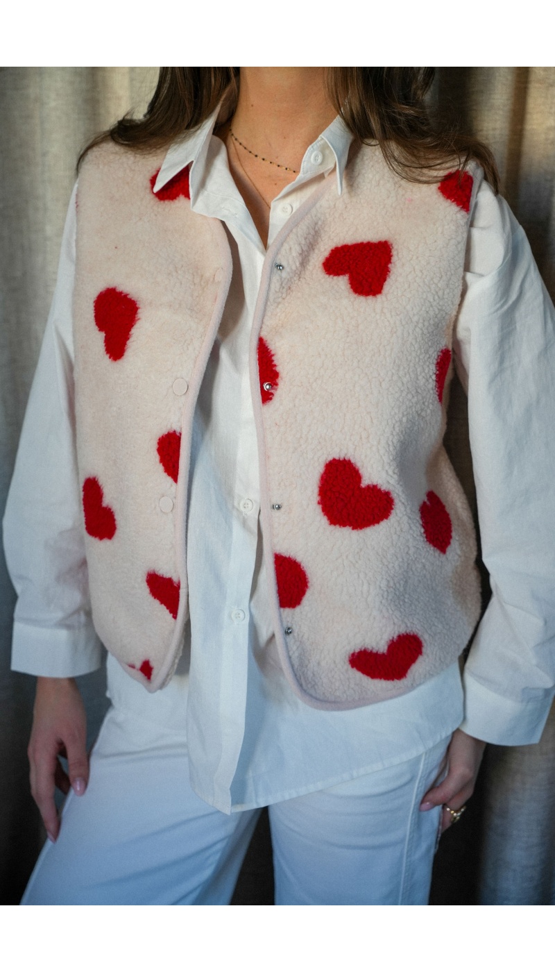 PM MERE & FILLE COEUR ECRU GILET FEMME