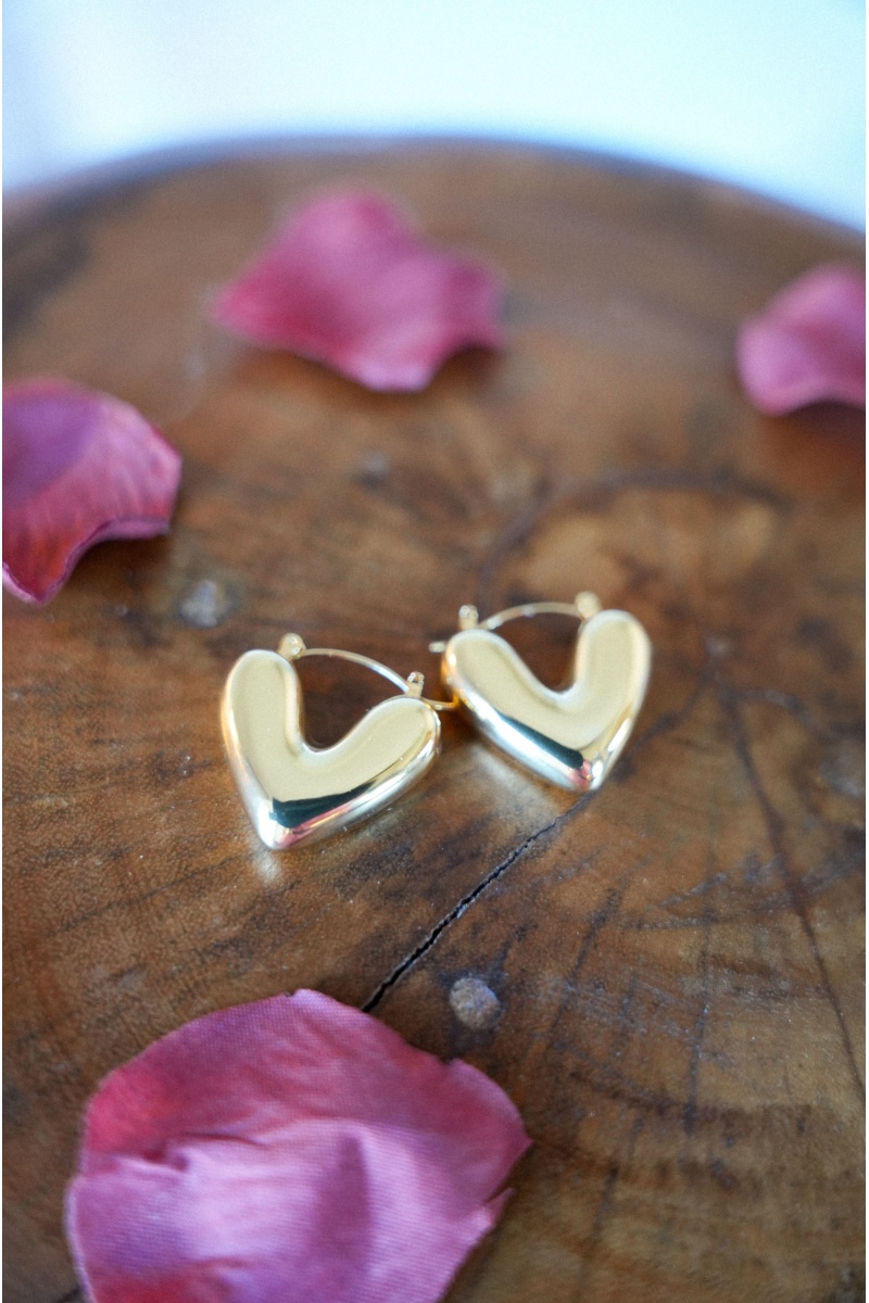 only one barcelona COEUR DORE BOUCLES D'OREILLES 2