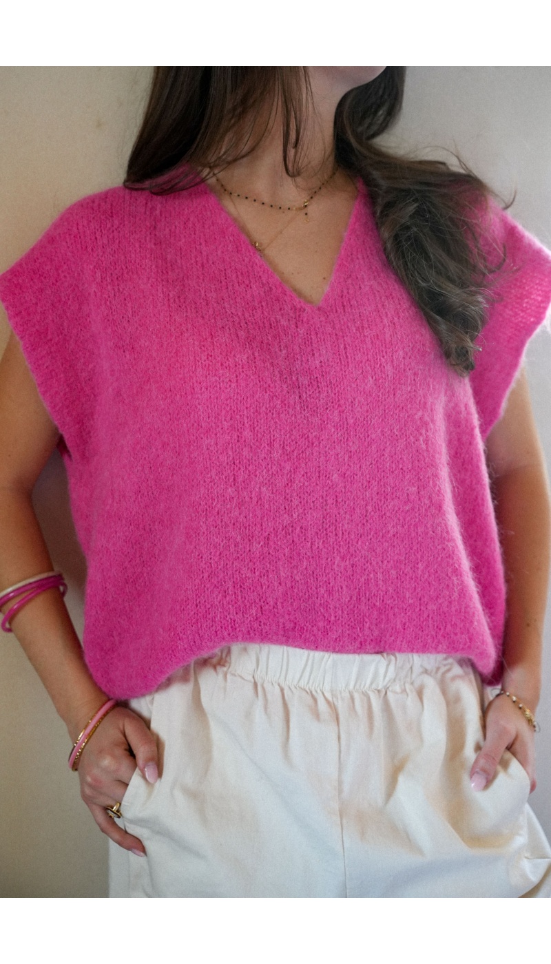 un huitieme-lukap SANSMA FUSHIA PULL FEMME