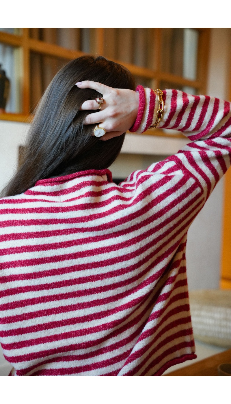 JUBYLEE BE FIRST ROUGE BLANC GILET FEMME