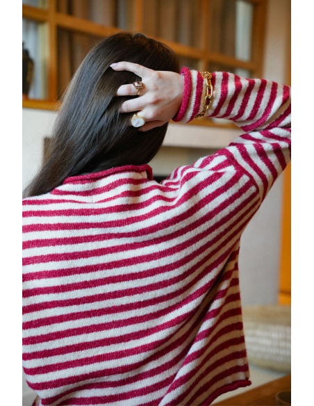 JUBYLEE BE FIRST ROUGE BLANC GILET FEMME